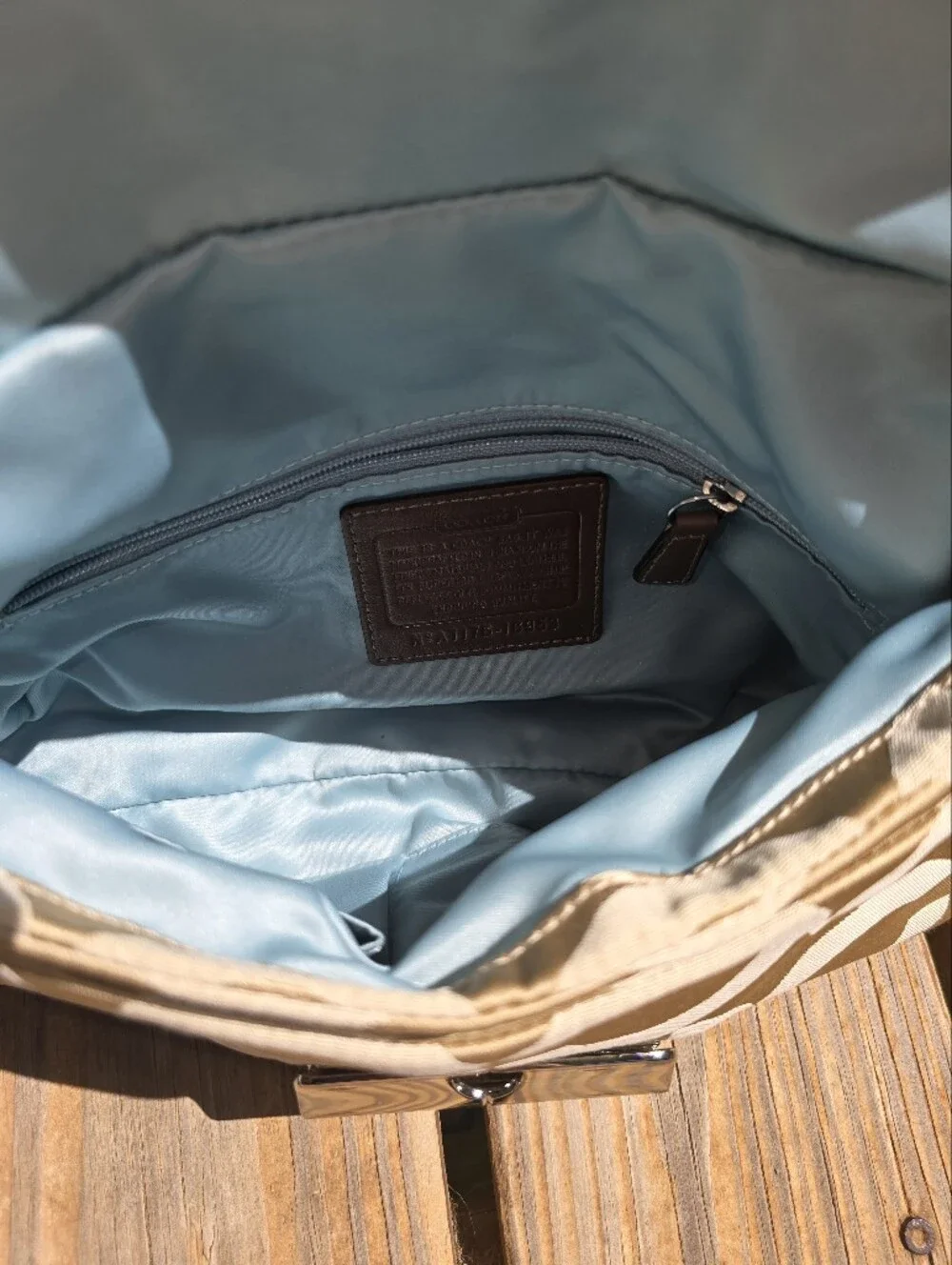 Coach Beige Signature C Logo Shoulder Bag